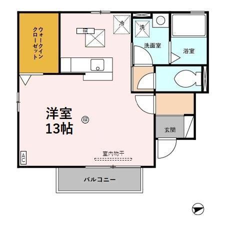 ボヌールピエースB(ワンルーム/1階)の間取り写真