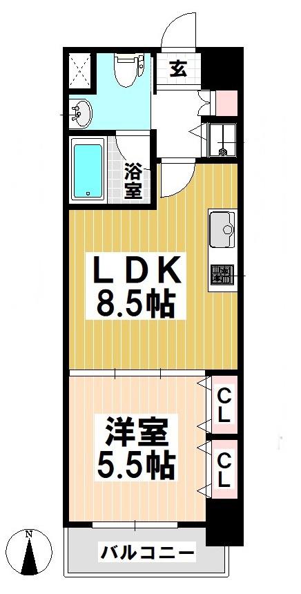 プラウランド堀田(1LDK/5階)の間取り写真