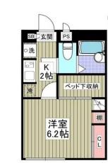 フェリーチェハイツ(1K/2階)の間取り写真