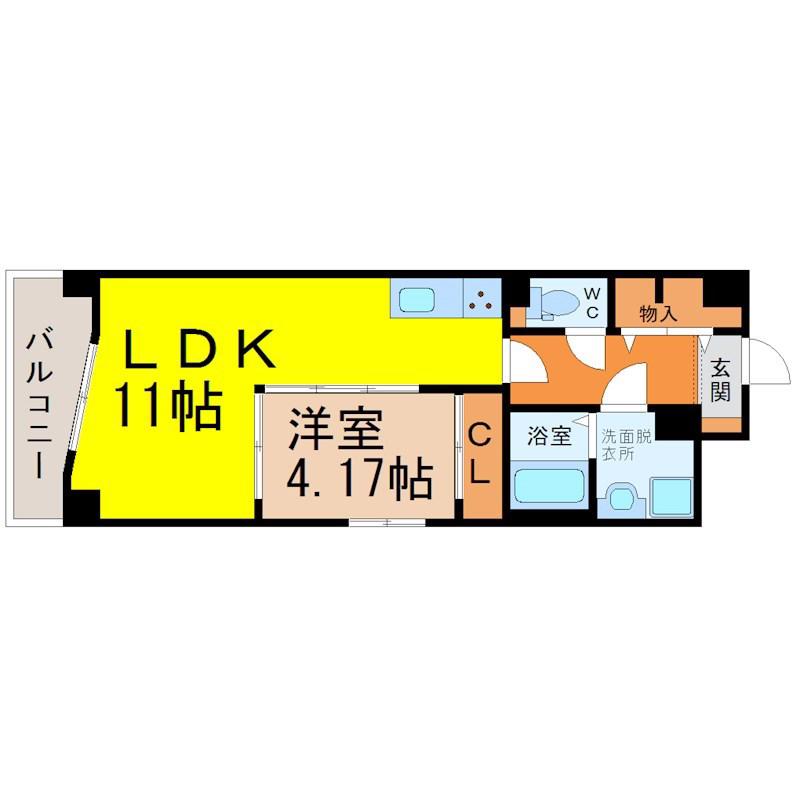 GRANDUKE大曽根(1LDK/5階)の間取り写真