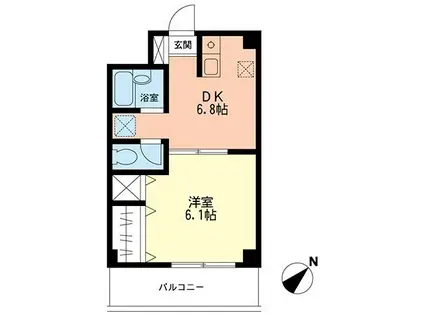 ジュネス西湘(1DK/4階)の間取り写真