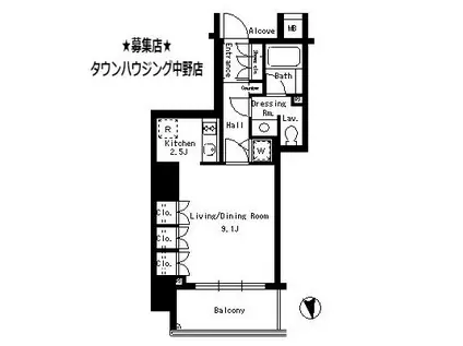 パークアクシス神楽坂ステージ(1K/4階)の間取り写真