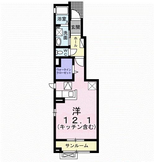 光陽なごみ(ワンルーム/1階)の間取り写真