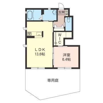 シャロームD シャーメゾン(1LDK/1階)の間取り写真