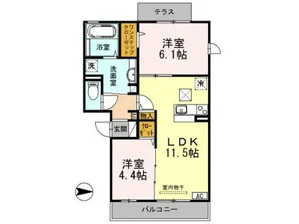 メゾンドシャルール(2LDK/1階)の間取り写真