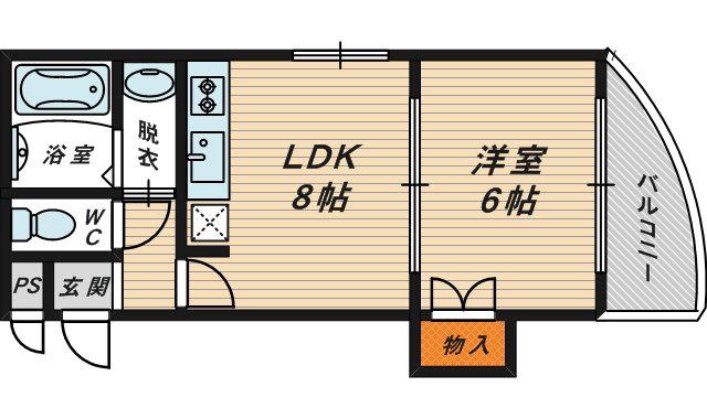 ミドルヴィレッジ(1DK/3階)の間取り写真