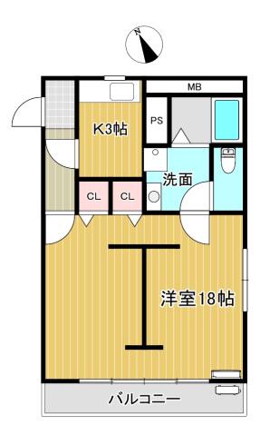 ブールバール(1K/1階)の間取り写真