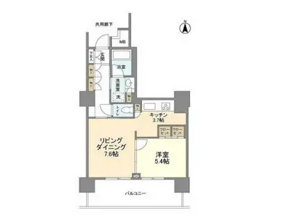 豊洲シエルタワー(1LDK/7階)の間取り写真