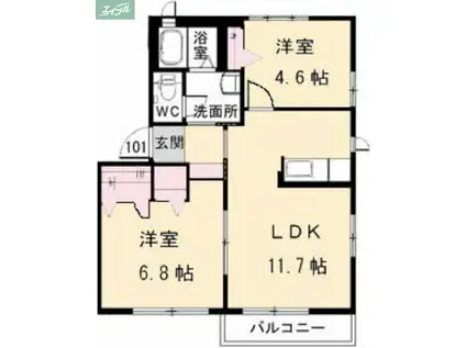 ラ・パルテール津島京町五番館(2LDK/2階)の間取り写真