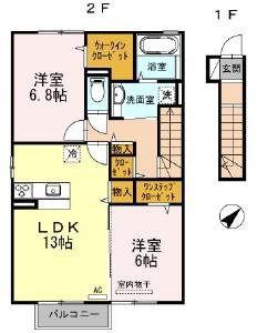 ラクスコーフ(2LDK/2階)の間取り写真