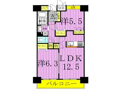 ウインベル我孫子(2LDK/5階)の間取り写真