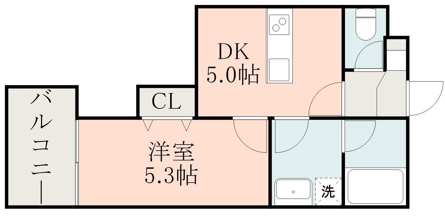 レガリア南新町(1DK/2階)の間取り写真