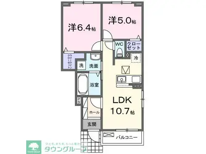 カームA(2LDK/1階)の間取り写真