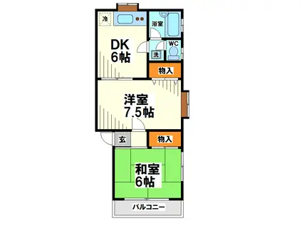 第2コーポ白糸(2DK/2階)の間取り写真