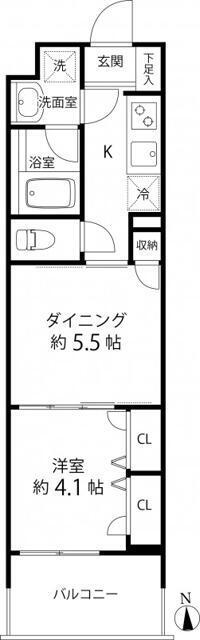 DUOSTAGE白金高輪(1DK/4階)の間取り写真