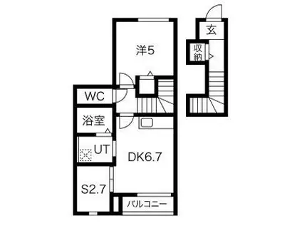 エストポミエ B棟(1SDK/2階)の間取り写真