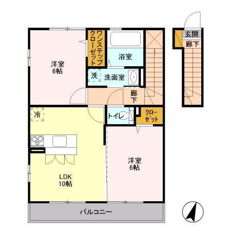 ミ・カーサ(2LDK/2階)の間取り写真