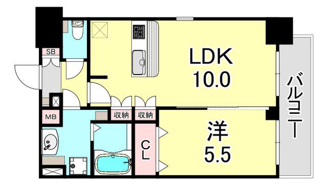 プレサンスKOBEティアラ(1LDK/8階)の間取り写真