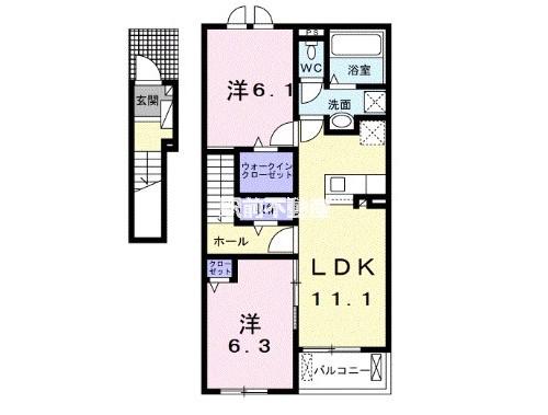 メゾンネージュI番館(2LDK/2階)の間取り写真