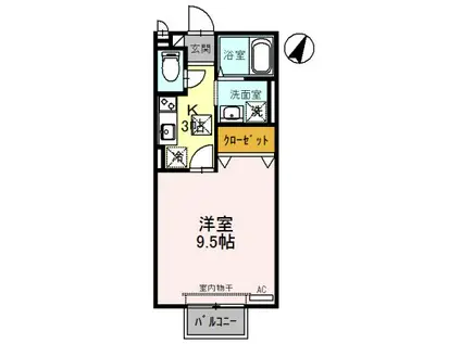 ハンズレジデンス北脇 B棟(1K/1階)の間取り写真