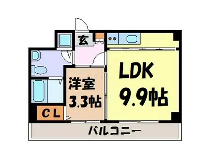 ティーブロッサム(1LDK/3階)の間取り写真