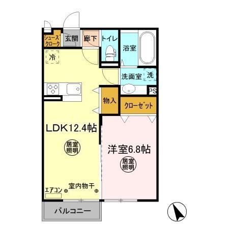 ドッグ・デイズ(1LDK/2階)の間取り写真