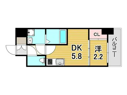 アドバンス神戸ラシュレ(1DK/9階)の間取り写真