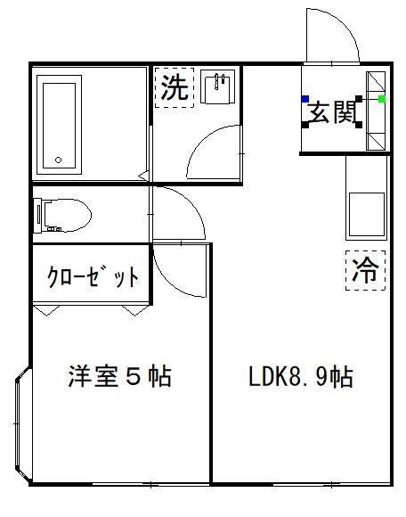 大栄コーポ(1LDK/2階)の間取り写真