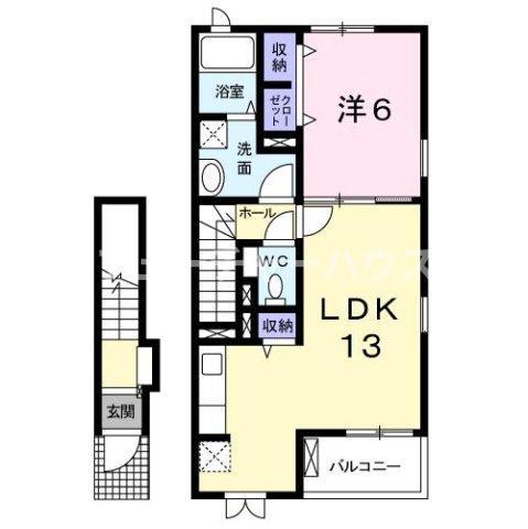 VERDE VILLA III(1LDK/2階)の間取り写真