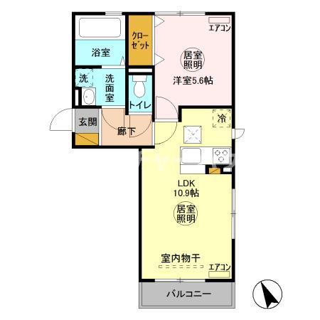 代官山シティヒルズ A(1LDK/1階)の間取り写真