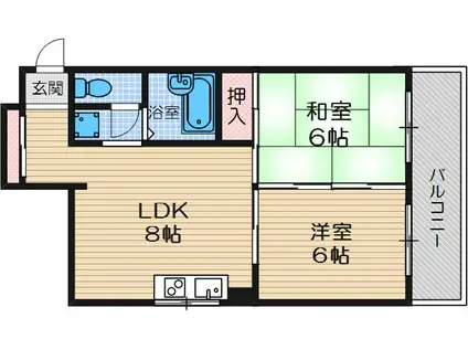 大紅ビル(2LDK/2階)の間取り写真
