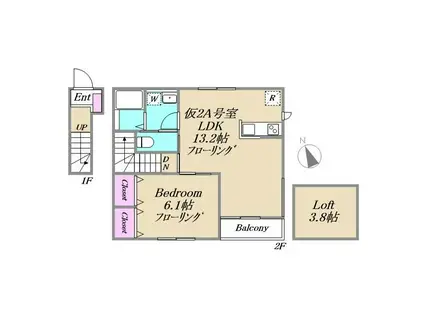 OLI OLI(1LDK/2階)の間取り写真