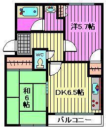 メルベーユ(2DK/3階)の間取り写真