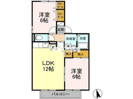 ラ・マーシャ(2LDK/2階)の間取り写真