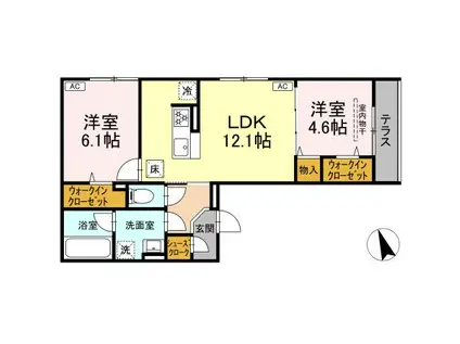 DBLESS狛江(1LDK/1階)の間取り写真