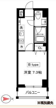MILEBEL CHITOSEDAI(1K/4階)の間取り写真