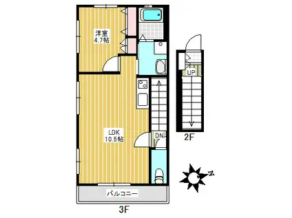 ラ カシータ アスーカル(1LDK/3階)の間取り写真