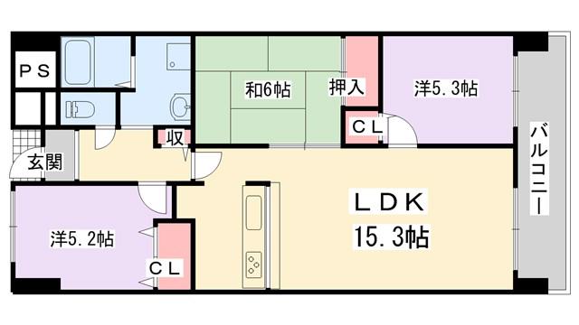 リーベスト寝屋川(3LDK/6階)の間取り写真