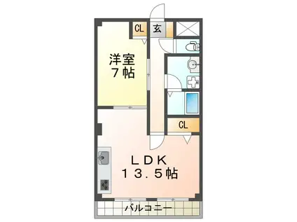 パレス大野(1LDK/1階)の間取り写真