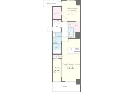 ルクスエテルナ江戸堀(1SLDK/6階)の間取り写真
