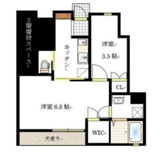 ASUNTO(2K/1階)の間取り写真