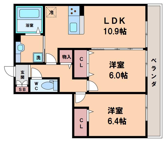 ELITE CHATEAU(2LDK/2階)の間取り写真