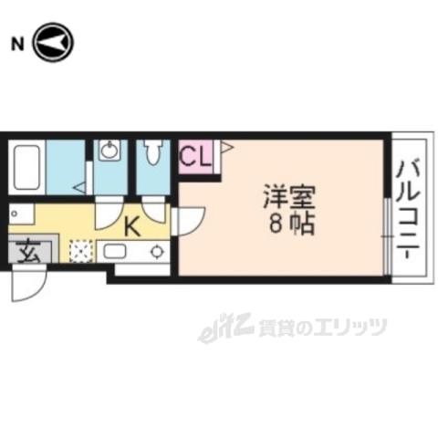 アークリード二条城北(1K/3階)の間取り写真
