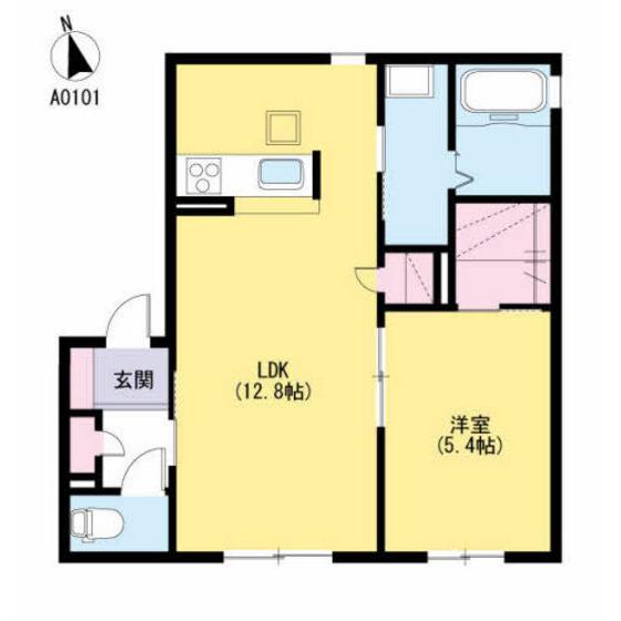 クラヴィエ万田 (1LDK/1階)の間取り写真