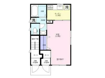 CUBIC PLACE笹塚5(1K/1階)の間取り写真