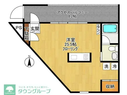 ノーザンテラス(ワンルーム/3階)の間取り写真