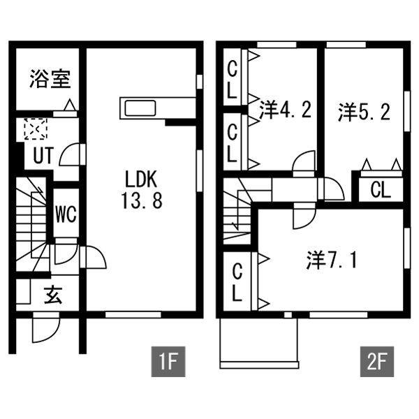 ヘリテイジ矢巾 B棟(3LDK/1階)の間取り写真
