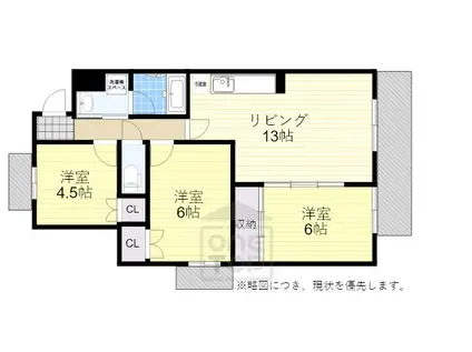 トレーゼ旭(3LDK/8階)の間取り写真