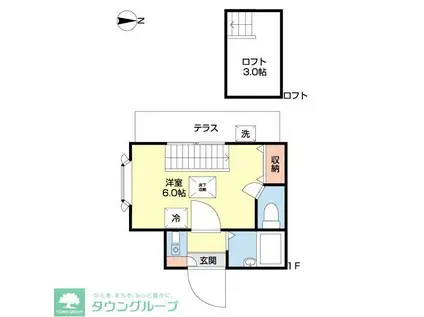 メイコーハイツ坂戸(1K/1階)の間取り写真