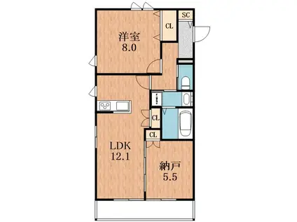 MAISON DU SOLEIL(1SLDK/1階)の間取り写真